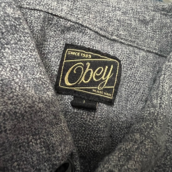 OBEY Gray Men's Button Up - Picture 2 of 3
